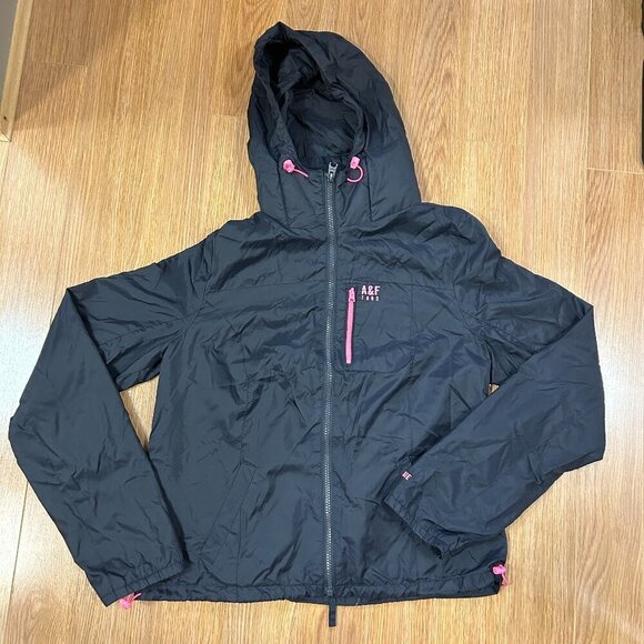 Abercrombie & Fitch Navy Hooded Rain Jacket - L - Picture 4 of 11